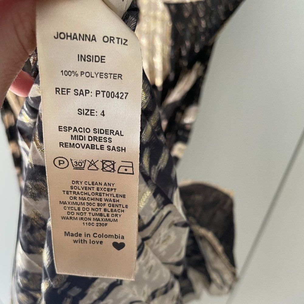 Johanna Ortiz Runway SS22 Espacio Sideral Midi Dress Sheer Caribe Ecru Black 4 - Picture 8 of 11